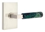 Emtek L-Square Green Marble 5052 SD Select Brass Single Dummy Lever with Modern Rectangular Rosette for Left Handed Doors product