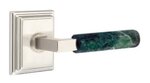 Emtek L-Square Green Marble 8261 Select Brass Privacy Leverset with Wilshire Rosette for Right Handed Doors product