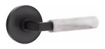 Emtek L-Square White Marble 5109 Select Brass Passage Leverset with Disk Rosette for Right Handed Doors product