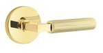 Emtek L-Square Straight Knurled 5109 Select Brass Passage Leverset with Disk Rosette for Left Handed Doors product