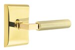 Emtek L-Square Straight Knurled 5111 Select Brass Passage Leverset with Neos Rosette for Right Handed Doors product
