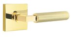 Emtek L-Square Straight Knurled 5210 Select Brass Privacy Leverset with Square Rosette for Right Handed Doors product