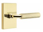 Emtek R-Bar Straight Knurled 5212 Select Brass Privacy Leverset with Modern Rectangular Rosette for Right Handed Doors product