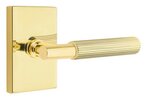 Emtek T-Bar Straight Knurled 5052 SD Select Brass Single Dummy Lever with Modern Rectangular Rosette for Left Handed Doors product