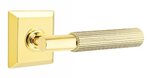 Emtek T-Bar Straight Knurled 8531 Select Brass Full Dummy Leverset with Quincy Rosette product
