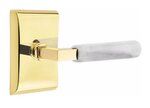 Emtek L-Square White Marble 5211 Select Brass Privacy Leverset with Neos Rosette for Right Handed Doors product