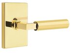 Emtek L-Square Faceted 5112 Select Brass Passage Leverset with Modern Rectangular Rosette for Right Handed Doors product