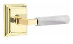 Emtek L-Square White Marble 8161 Select Brass Passage Leverset with Wilshire Rosette for Right Handed Doors product