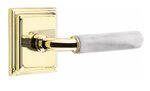 Emtek R-Bar White Marble 8261 Select Brass Privacy Leverset with Wilshire Rosette for Left Handed Doors product
