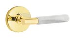 Emtek T-Bar White Marble 5059 Select Brass Full Dummy Leverset with Disk Rosette product