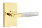Emtek T-Bar White Marble 5052 Select Brass Full Dummy Leverset with Modern Rectangular Rosette product