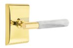 Emtek T-Bar White Marble 5111 Select Brass Passage Leverset with Neos Rosette for Left Handed Doors product