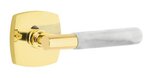Emtek T-Bar White Marble 5326 Select Brass Privacy Leverset with Urban Modern Rosette for Left Handed Doors product
