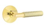 Emtek T-Bar Straight Knurled 5207 Select Brass Privacy Leverset with Modern Rosette for Left Handed Doors product