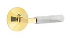 Emtek L-Square White Marble 5207 Select Brass Privacy Leverset with Modern Rosette for Right Handed Doors product