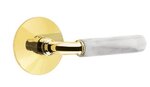 Emtek R-Bar White Marble 5207 Select Brass Privacy Leverset with Modern Rosette for Right Handed Doors product