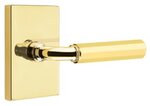 Emtek R-Bar Faceted 5112 Select Brass Passage Leverset with Modern Rectangular Rosette for Right Handed Doors product