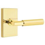 Emtek T-Bar Faceted 5212 Select Brass Privacy Leverset with Modern Rectangular Rosette for Right Handed Doors product