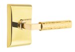 Emtek L-Square Hammered 5211 Select Brass Privacy Leverset with Neos Rosette for Left Handed Doors product