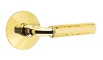 Emtek R-Bar Hammered 5207 Select Brass Privacy Leverset with Modern Rosette for Right Handed Doors product
