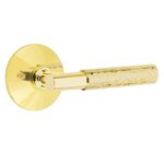 Emtek T-Bar Hammered 5207 Select Brass Privacy Leverset with Modern Rosette for Right Handed Doors product