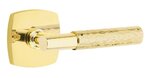 Emtek T-Bar Hammered 5326 Select Brass Privacy Leverset with Urban Modern Rosette for Left Handed Doors product
