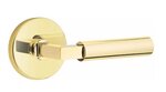 Emtek L-Square Smooth 5209 Select Brass Privacy Leverset with Disk Rosette for Left Handed Doors product