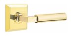 Emtek L-Square Smooth 8231 Select Brass Privacy Leverset with Quincy Rosette for Left Handed Doors product