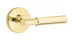 Emtek T-Bar Smooth 5209 Select Brass Privacy Leverset with Disk Rosette for Left Handed Doors product