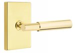Emtek T-Bar Smooth 5112 Select Brass Passage Leverset with Modern Rectangular Rosette for Left Handed Doors product