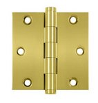 Deltana DSB35 Standard 3-1/2 Inch x 3-1/2 Inch Solid Brass Full Mortise Hinge with Square Corners (Sold in Pairs)
