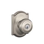Schlage F51GEO/CAM Georgian Keyed Entry Knobset with Camelot Decorative Rosette