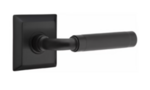 Emtek R-Bar Knurled 8231 Select Brass Privacy Leverset with Quincy Rosette for Left Handed Doors product