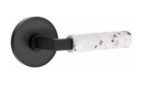 Emtek L-Square Terrazzo 5059 SD Select Brass Single Dummy Lever with Disk Rosette for Left Handed Doors product