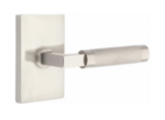 Emtek L-Square Knurled 5212 Select Brass Privacy Leverset with Modern Rectangular Rosette for Left Handed Doors product
