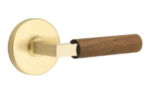 Emtek L-Square Dark Walnut 5209 Select Brass Privacy Leverset with Disk Rosette for Left Handed Doors product