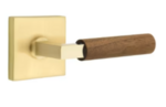 Emtek L-Square Dark Walnut 5210 Select Brass Privacy Leverset with Square Rosette for Right Handed Doors product
