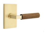 Emtek L-Square Dark Walnut 5112 Select Brass Passage Leverset with Modern Rectangular Rosette for Left Handed Doors product