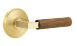 Emtek L-Square Dark Walnut 8510 Select Brass Full Dummy Leverset with Watford Rosette product
