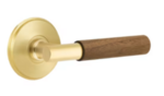 Emtek T-Bar Dark Walnut 8210 Select Brass Privacy Leverset with Watford Rosette for Right Handed Doors product