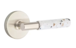 Emtek T-Bar Light Terrazzo 5109 Select Brass Passage Leverset with Disk Rosette for Right Handed Doors