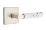 Emtek L-Square Light Terrazzo 5210 Select Brass Privacy Leverset with Square Rosette for Right Handed Doors product