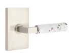 Emtek L-Square Light Terrazzo 5112 Select Brass Passage Leverset with Modern Rectangular Rosette for Right Handed Doors product