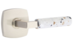 Emtek L-Square Light Terrazzo 5326 Select Brass Privacy Leverset with Urban Modern Rosette for Left Handed Doors product