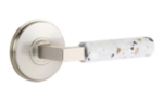 Emtek L-Square Light Terrazzo 8510 SD Select Brass Single Dummy Lever with Watford Rosette for Right Handed Doors product