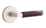 Emtek L-Square Rasso Levanto Marble 5209 Select Brass Privacy Leverset with Disk Rosette for Left Handed Doors product