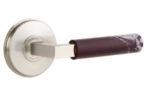 Emtek L-Square Rosso Levanto Marble 8210 Select Brass Privacy Leverset with Watford Rosette for Left Handed Doors product
