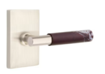 Emtek T-Bar Rosso Levanto Marble Walnut 5212 Select Brass Privacy Leverset with Modern Rectangular Rosette for Right Handed Doors product