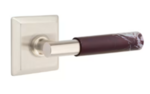 Emtek T-Bar Rosso Levanto Marble 8131 Select Brass Passage Leverset with Quincy Rosette for Right Handed Doors product