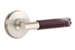 Emtek T-Bar Rosso Levanto Marble 8210 Select Brass Privacy Leverset with Watford Rosette for Left Handed Doors product